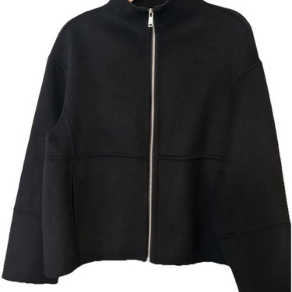 ZARA DOUBLE FACED WOOL BLEND Cropped Jacket ZW COLLECTION - Size L - Picture 2 of 4